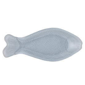 Ceramic grey fish serving plate with textured detail