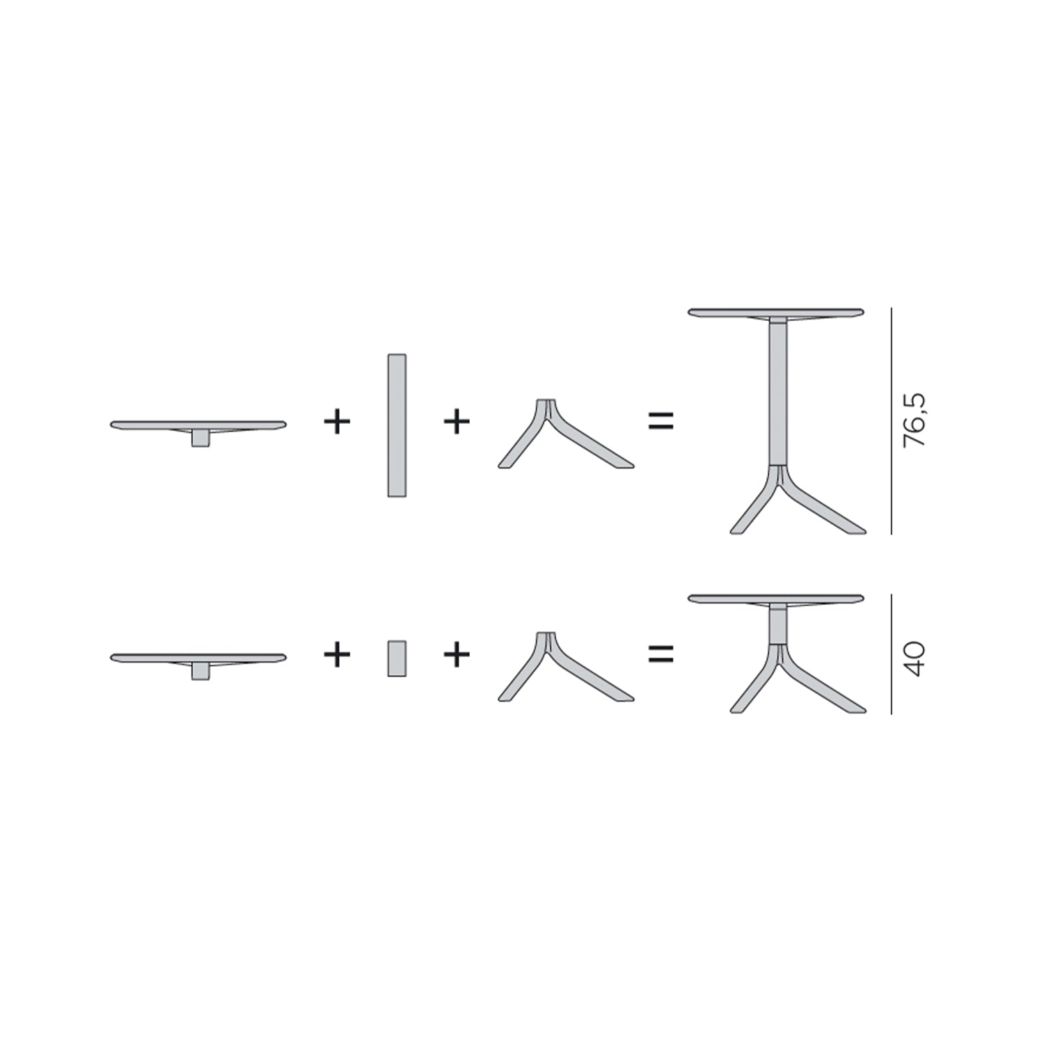 The Step garden table transforms from 40cm in height to a cool bistro dining table at 76.5cm.