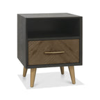 Boston Fumed Oak & Peppercorn Nightstand - 1 Drawer