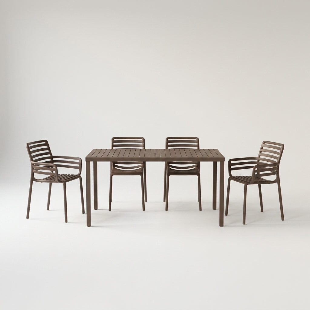 Nardi Dining Set - Cube 140x80 Table & x2 Doga Armchairs & 2x Doga Armless Chairs
