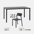 Nardi Dining Set - Cube 140x80 Garden Table & X6 Trill Armless Chairs