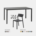 Dining Set - Cube 140x80 Garden Table & X6 Trill Armless Chairs