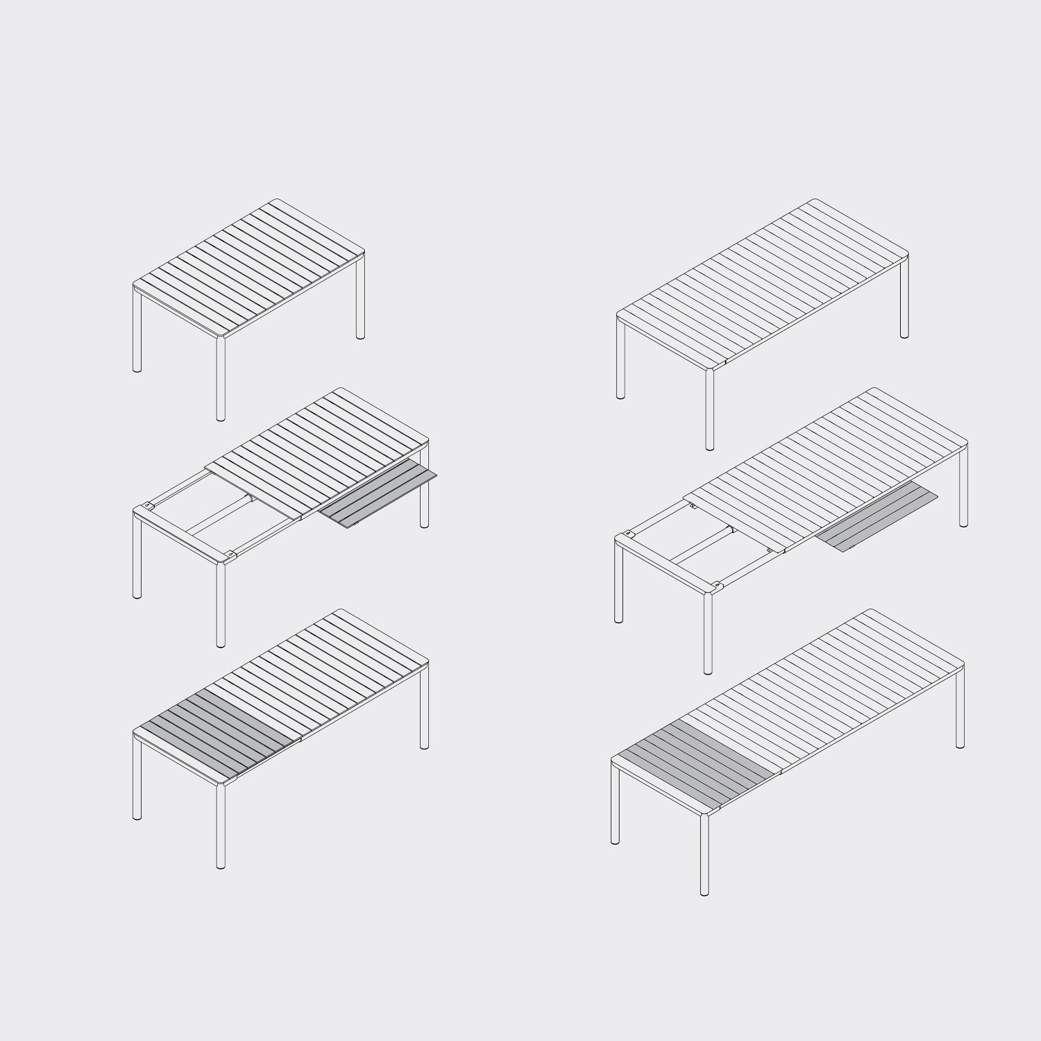 Easy to use table extending mechanism for the Tevere outdoor dining table.