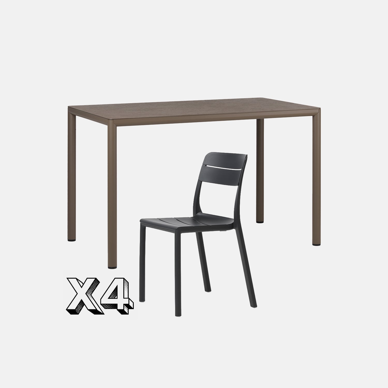 Dining Set - Piave 120cm Garden Table  In Tobacco & Cassia Armless Chairs In Anthracite