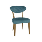 Tooting Rustic Oak Dining Chair - Azure Velvet