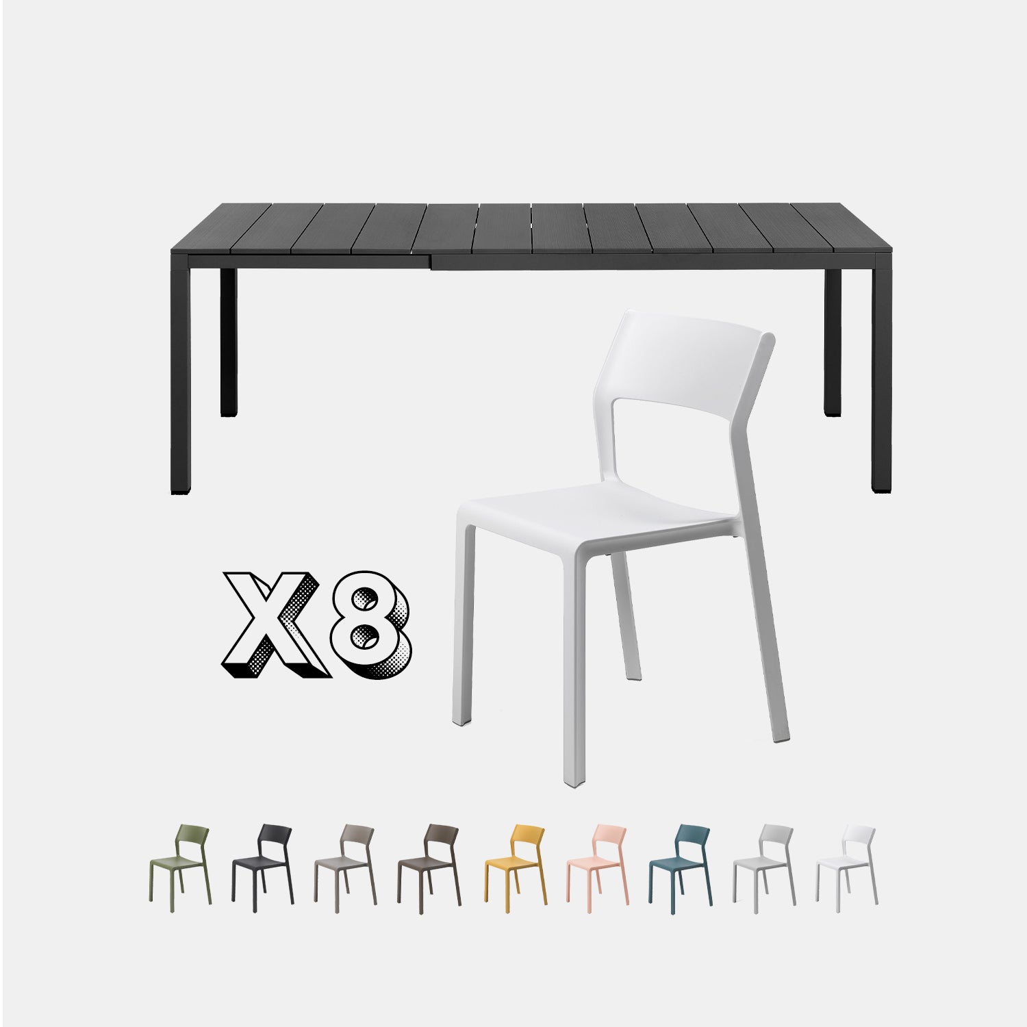 Dining Set - Rio 140 Extending Table & Trill Armless Chairs