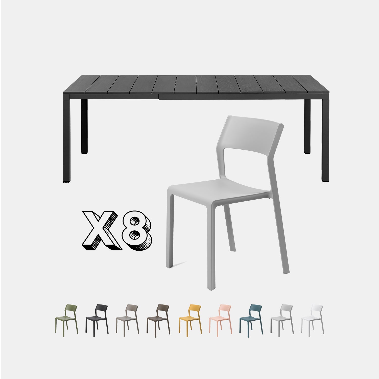 Dining Set - Rio 140 Extending Table & Trill Armless Chairs