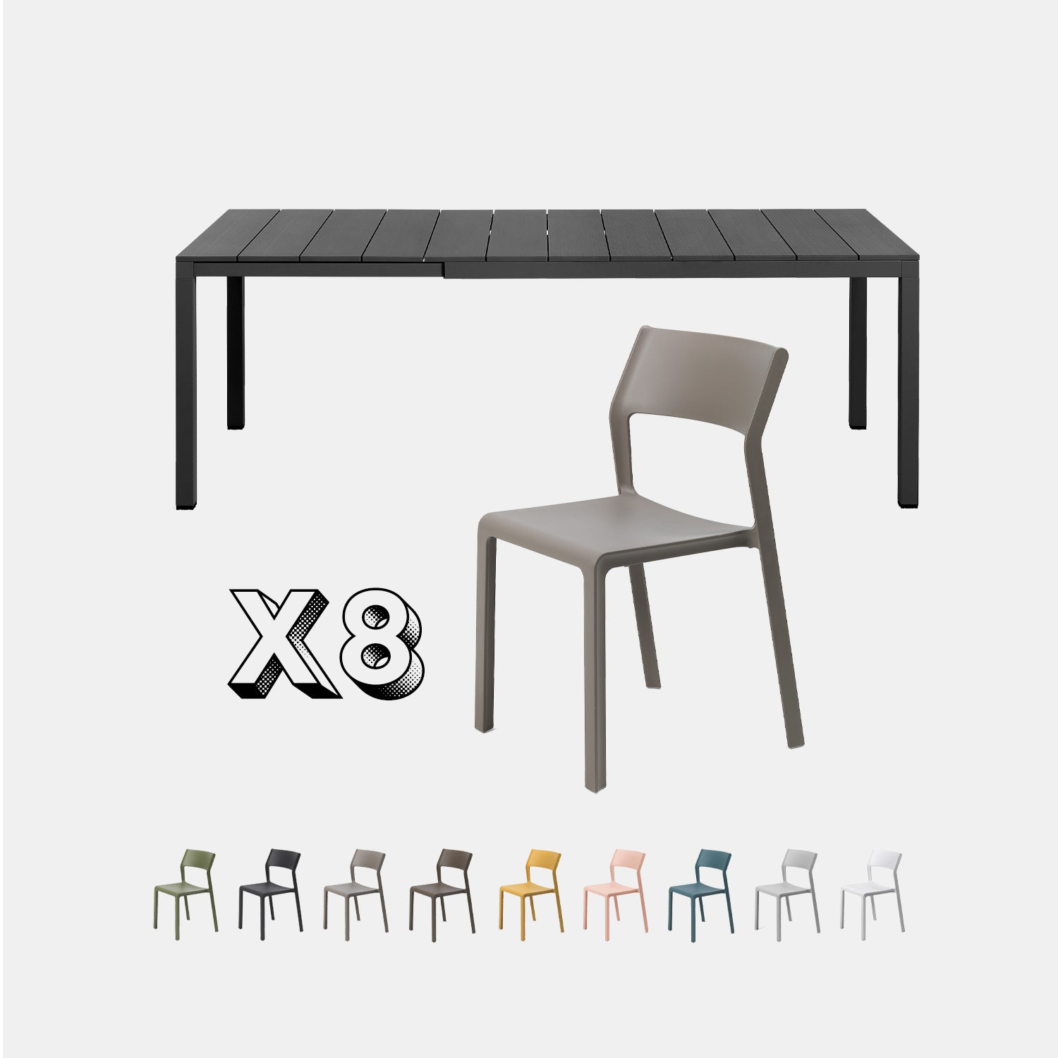 Dining Set - Rio 140 Extending Table & Trill Armless Chairs