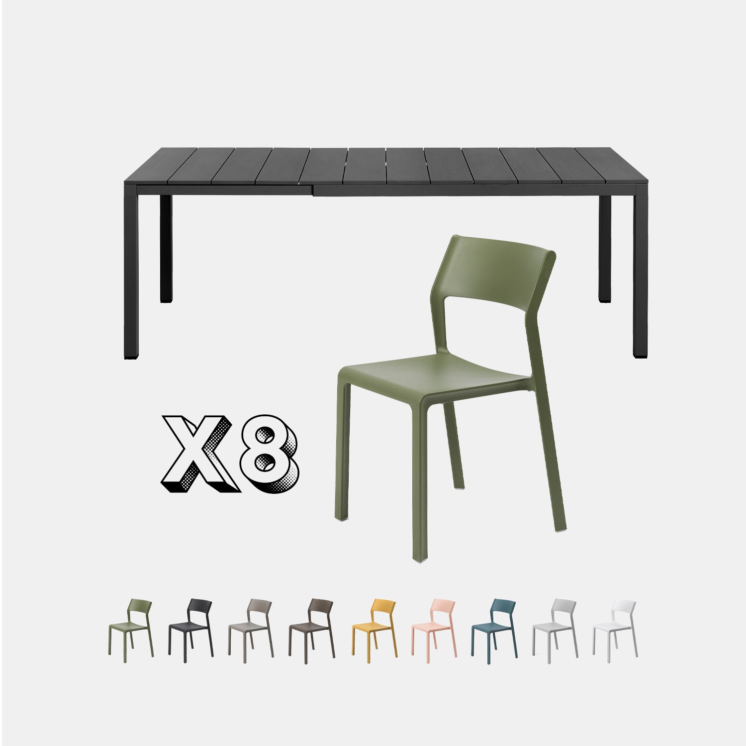 Dining Set - Rio 140 Extending Table & Trill Armless Chairs