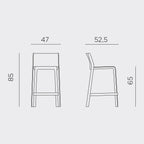 Mini Trill stool for a lower sit compared to the Trill stool. 85cm high by 52.5cm seat depth.