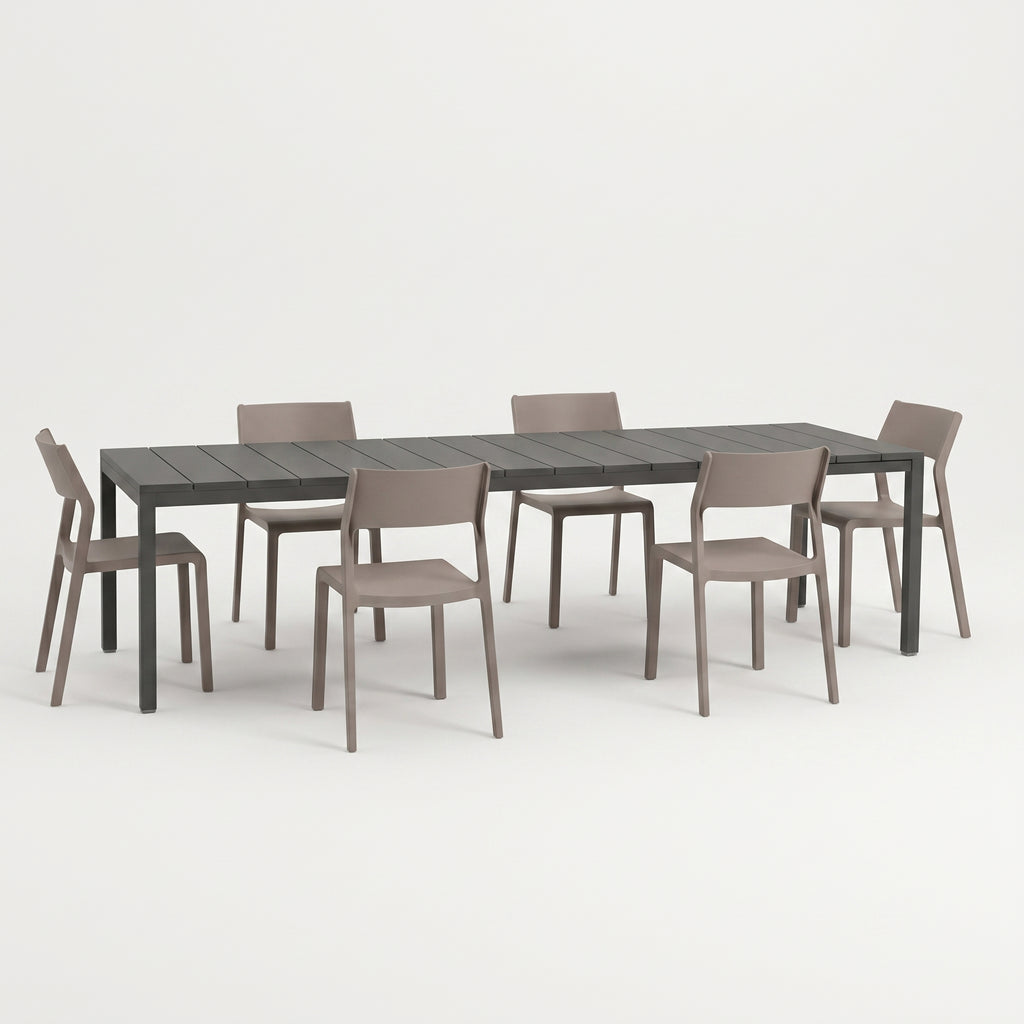 Nardi Dining Set - Rio 210 Extending Table & Trill Armless Chairs