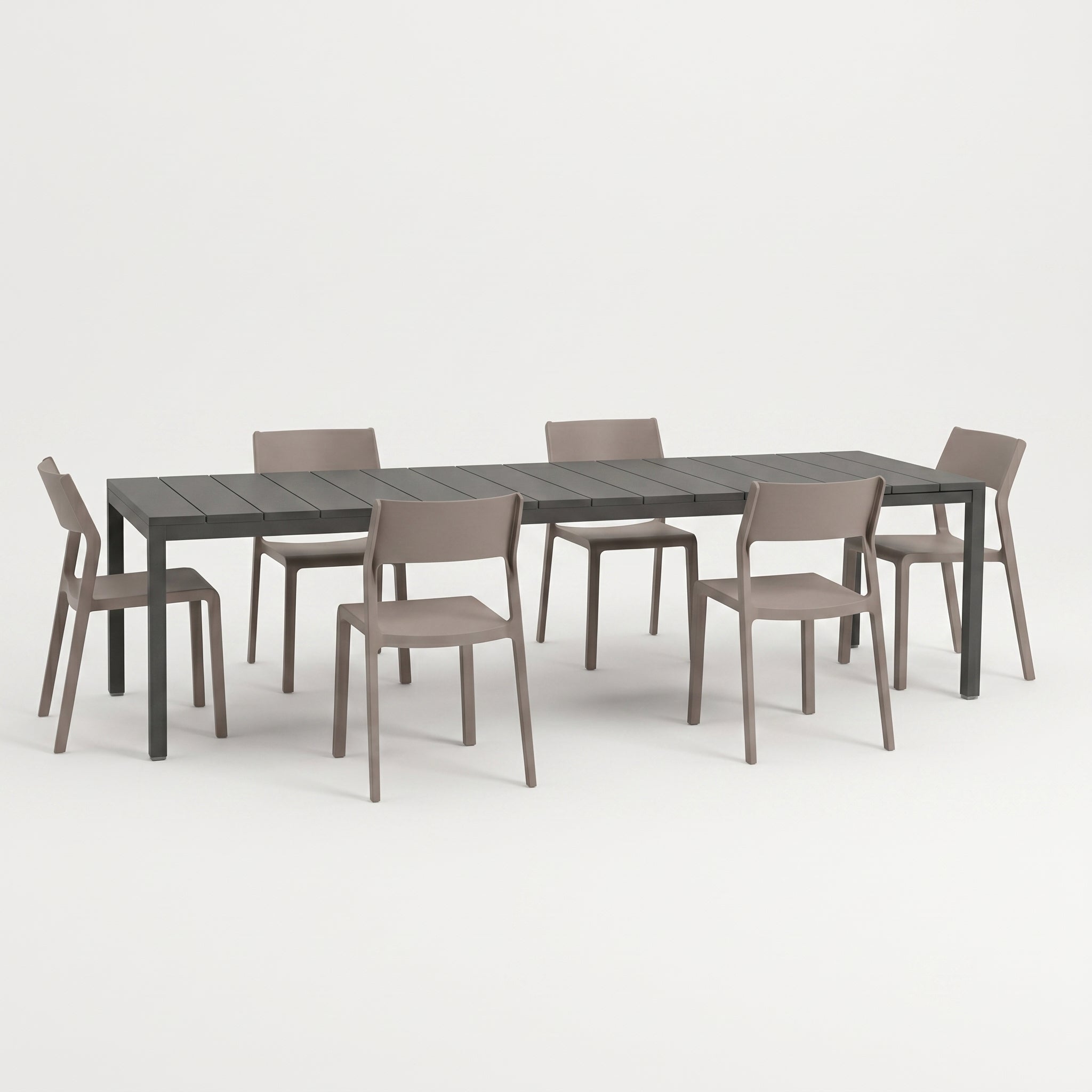 Nardi Dining Set - Rio 210 Extending Table & Trill Armless Chairs