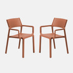 Two mattone brown trill armchairs on a white background