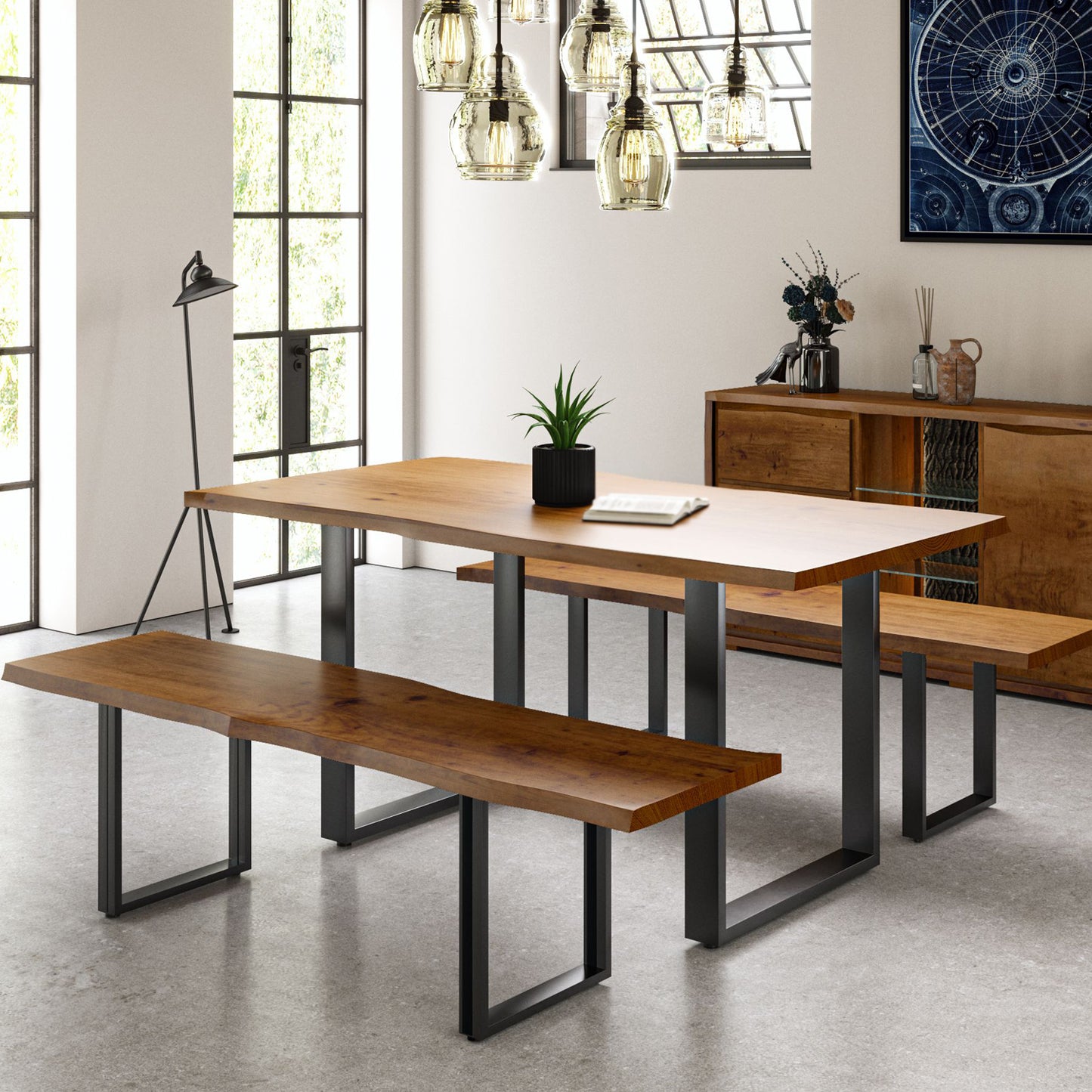 Hoxton Dining Table - With Russet Top & U Shaped Legs - 1.6m