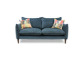 Kenmare Sofa -  Small sofa in Soft Chenille Topaz with colourful pillows on a white background