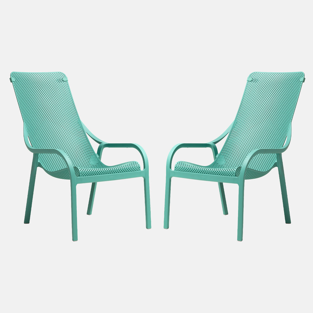Net lounge set of 2 chairs - Now in 6 colour variations with non slip feet and stackable.