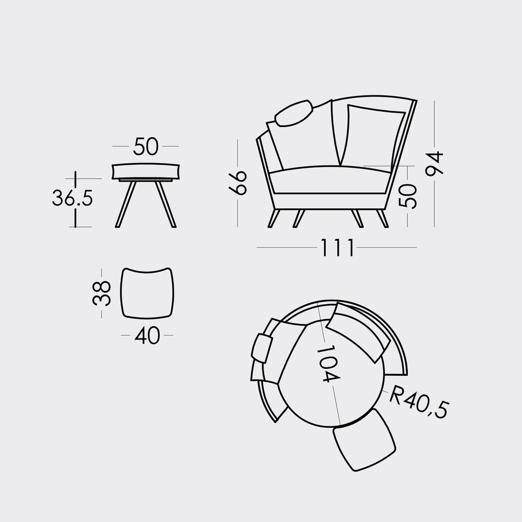 Seat height of 50cm the Volta by Fama measurements can be viewed here.