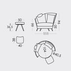 Seat height of 50cm the Volta by Fama measurements can be viewed here.