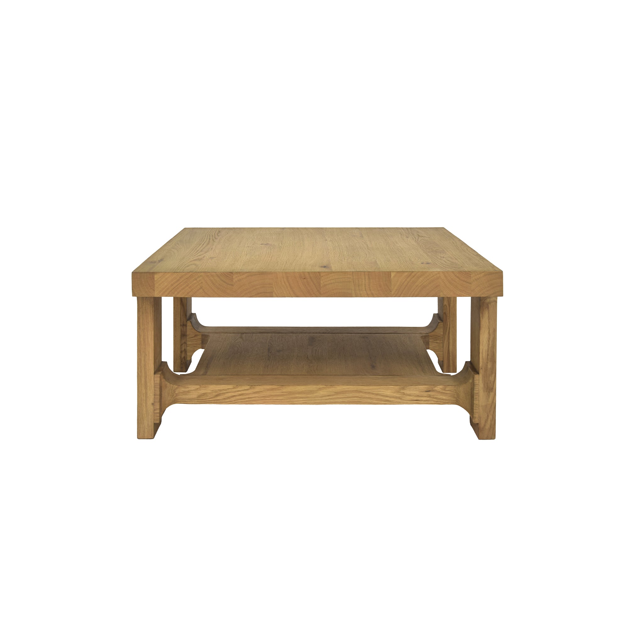 Wooden coffee table on a white background