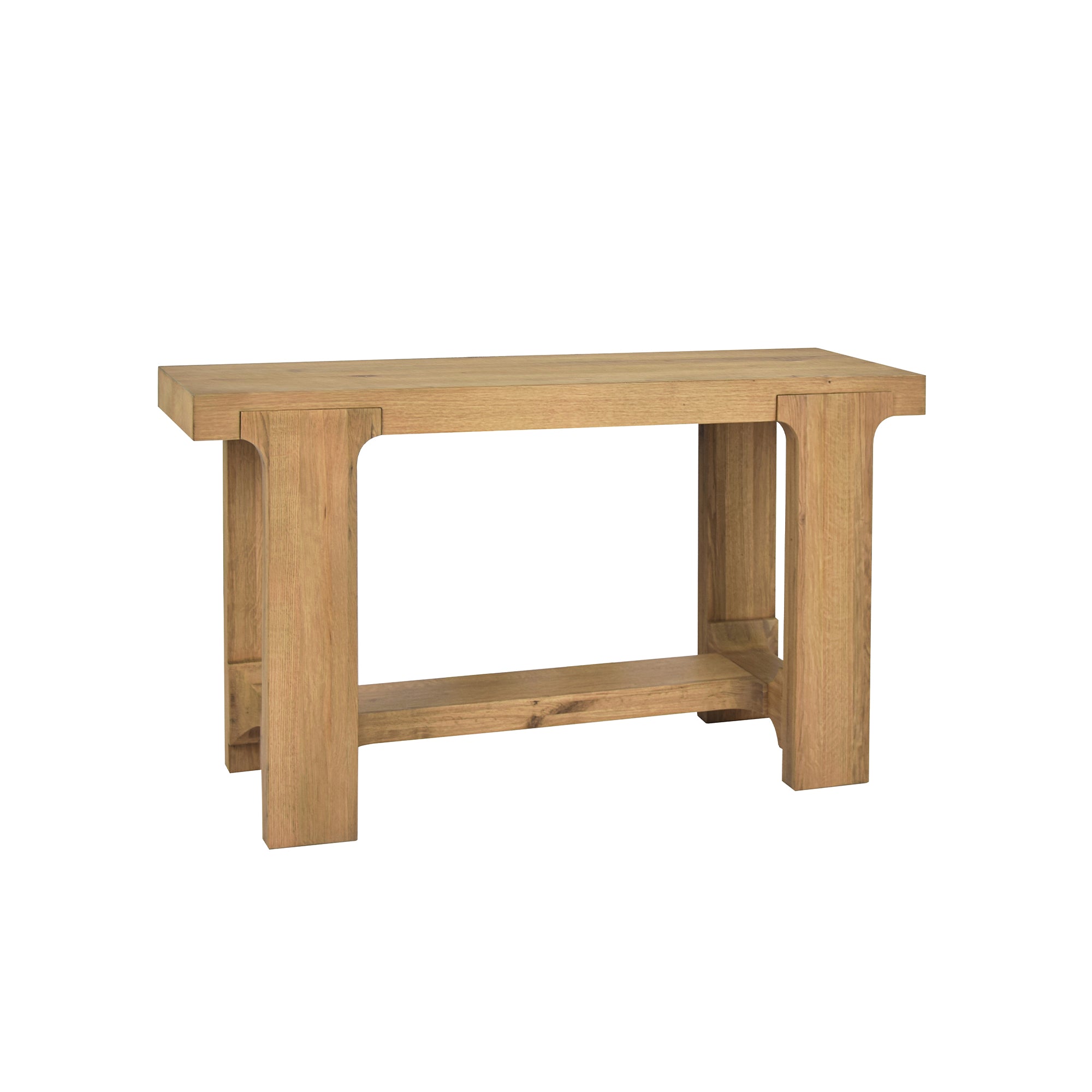 Williamsburg Oak Console Table On A White Background

