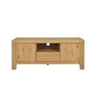 Wooden TV Unit With 2 Doors And One Drawer On A White Background