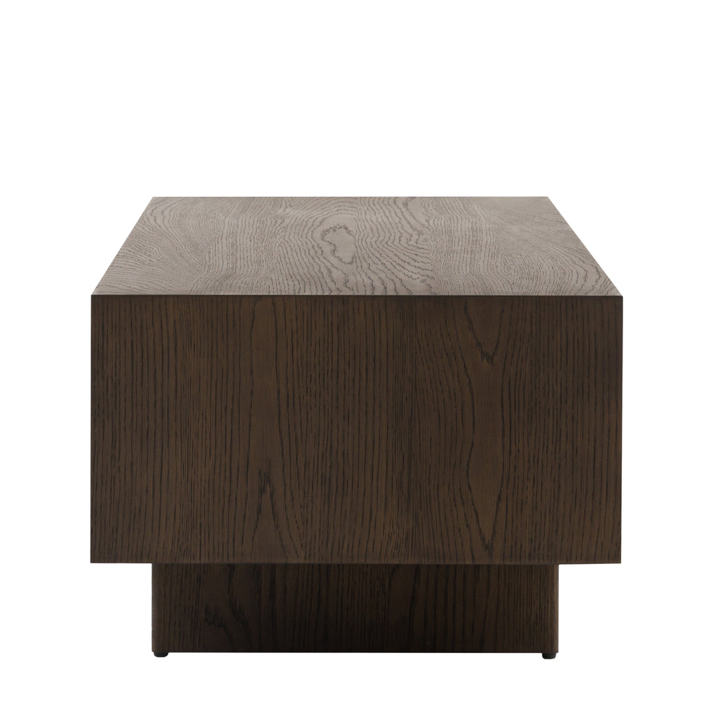 Walnut coffee table with a dark brown finish