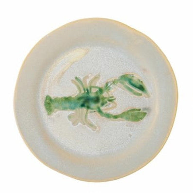 Decorative lobster dinner plate with bold artwork and smooth glazed finish