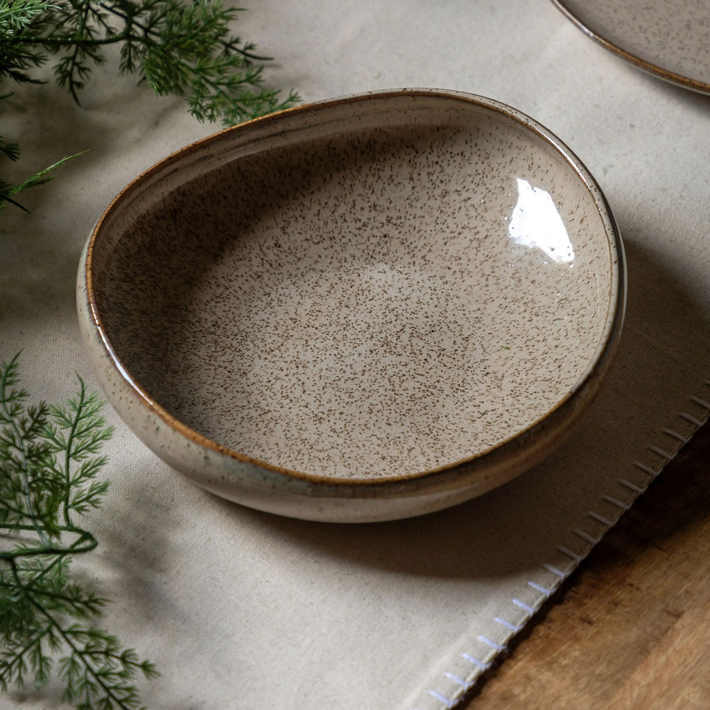 Modern white breakfast bowl for oatmeal and cereal
