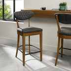 Phoenix Rustic Oak Bar Stool - Dark Grey