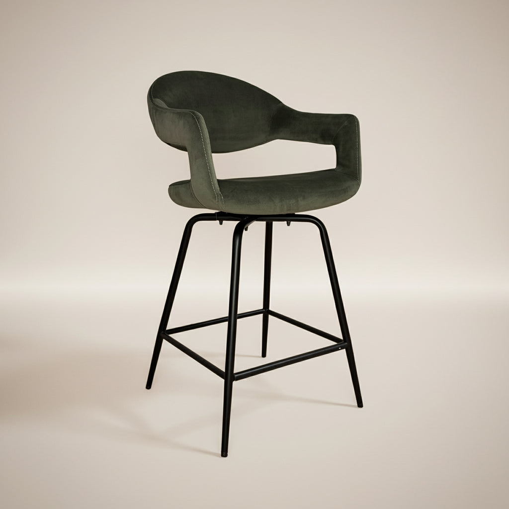 Delphine Bar Stool, Set of 2 - Green Velvet