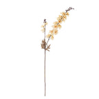 Artificial flower stem with beige flowers on a white background
