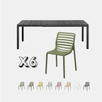 Nardi Dining Set - Rio 140 Extending Table & Doga Armless Chairs