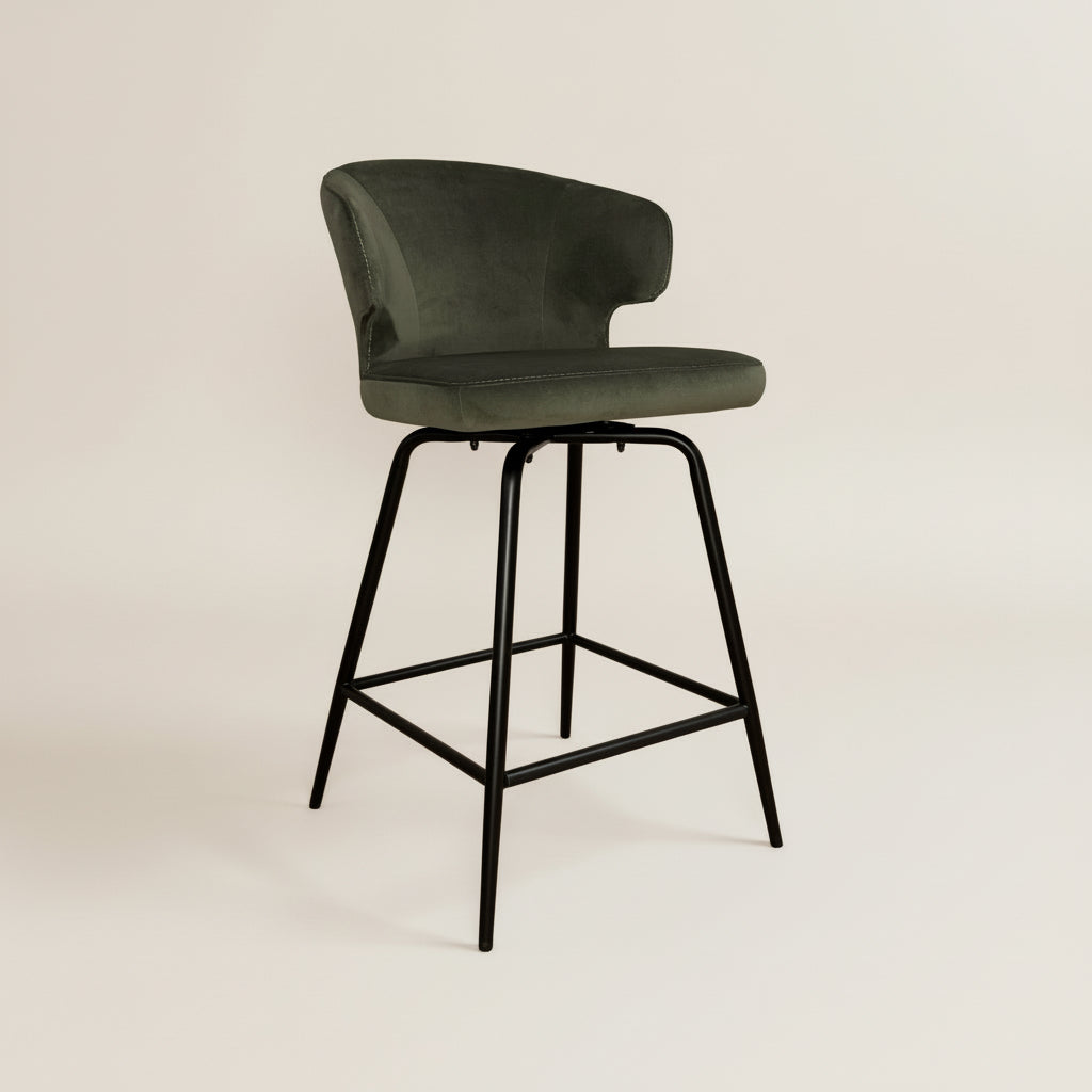 Pearl Bar Stool, Set of 2 - Green Velvet
