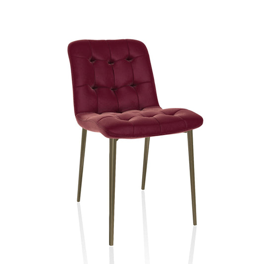 Kuga Chair Supreme Velvet By Bontempi Casa - Amaranth + Aged Brass Frame