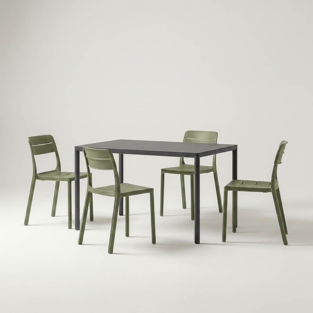 Agave chairs with Antracite table