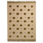 Beige rug with brown star patterns on a white background