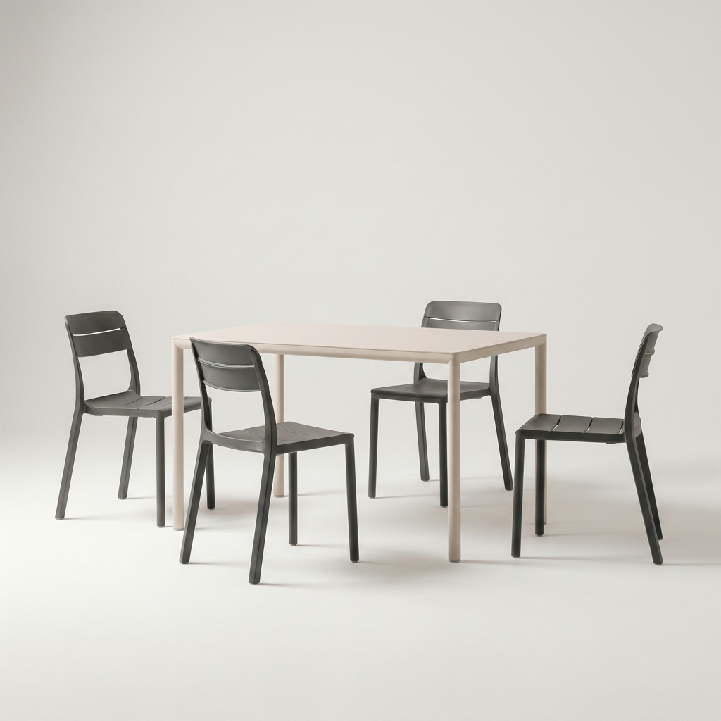 Dining Set - Piave 120cm Garden Table & Cassia Armless Chairs - Natural