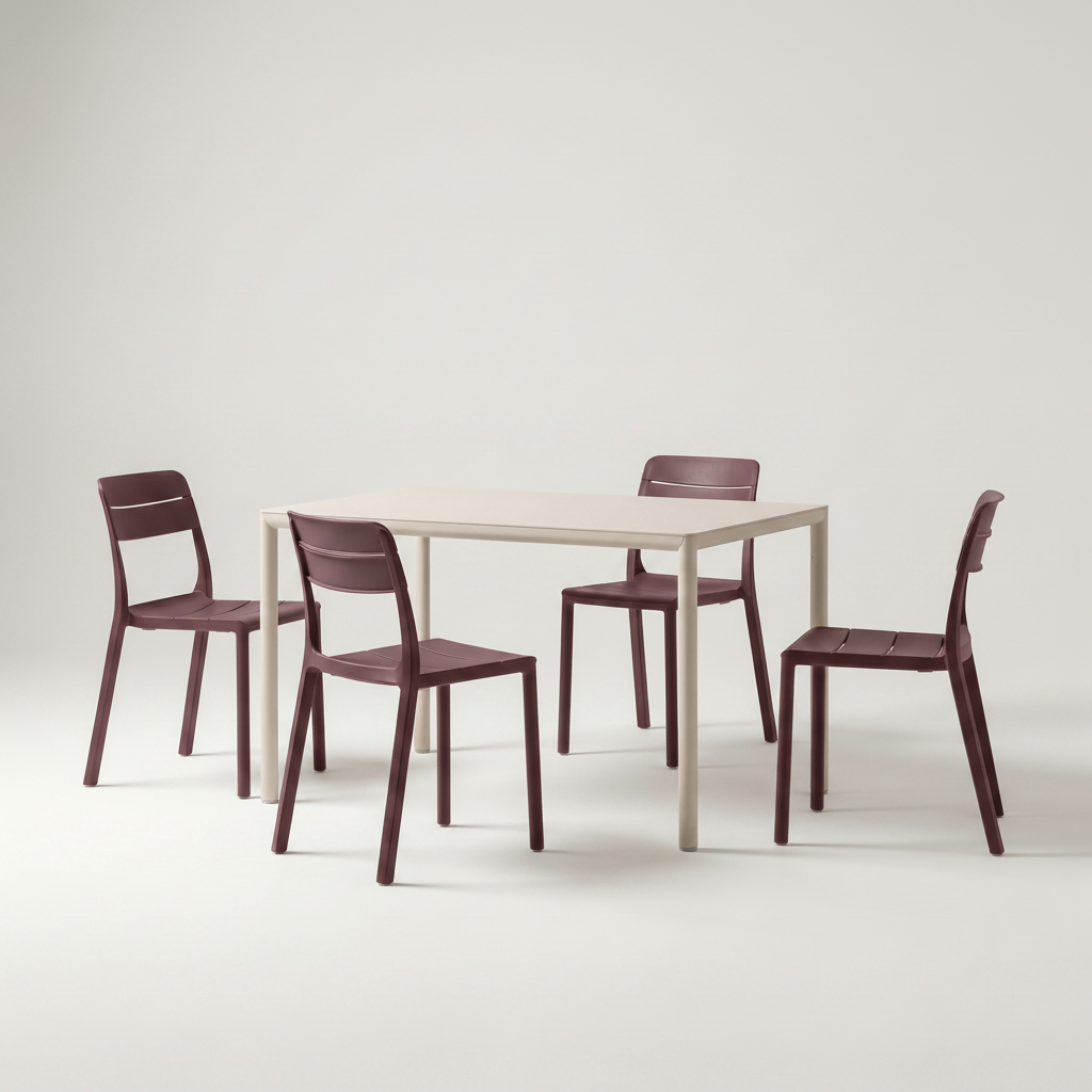 Dining Set - Piave 120cm Garden Table & Cassia Armless Chairs - Natural