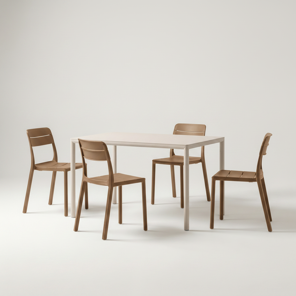 Dining Set - Piave 120cm Garden Table & Cassia Armless Chairs - Natural
