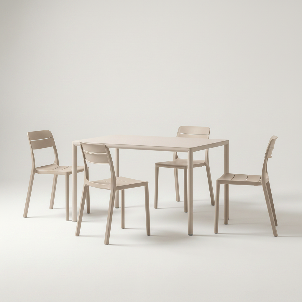 Dining Set - Piave 120cm Garden Table & Cassia Armless Chairs - Natural