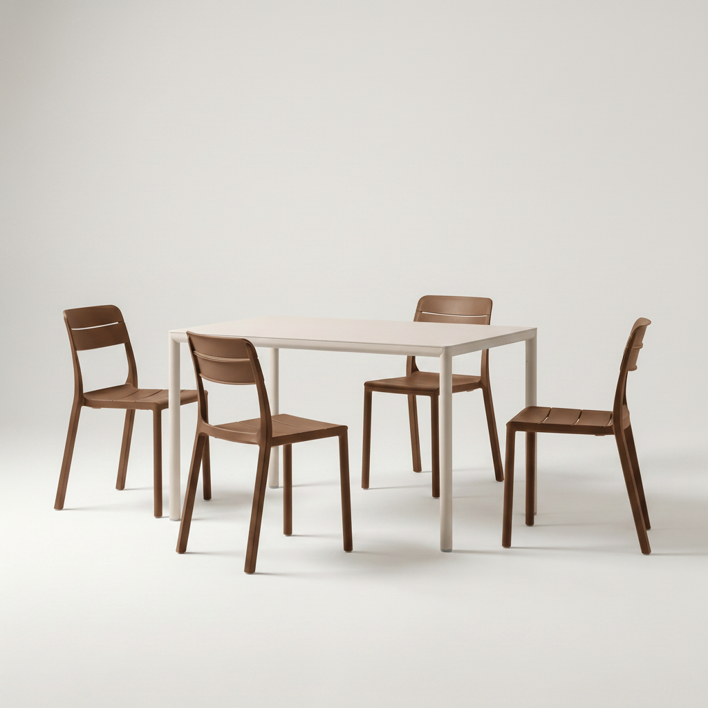 Dining Set - Piave 120cm Garden Table & Cassia Armless Chairs - Natural