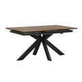Dark Oak Extending Table With Black Metal Star Legs

