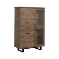 Wooden cabinet with glass door on a white background
