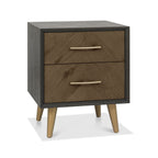 Boston Fumed Oak & Peppercorn Nightstand - 2 Drawer