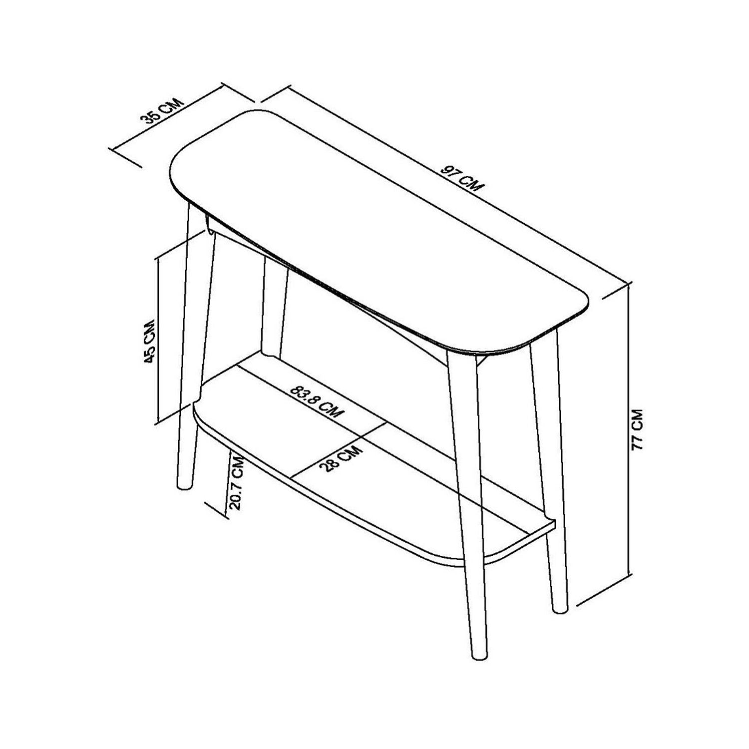 Scandi Oak Console Table With Shelf - Measurements