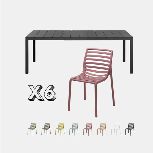Dining Set - Rio 140 Extending Table & Doga Armless Chairs