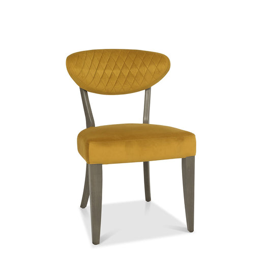 Phoenix Fumed Oak Dining Chair -  Dark Mustard Velvet
