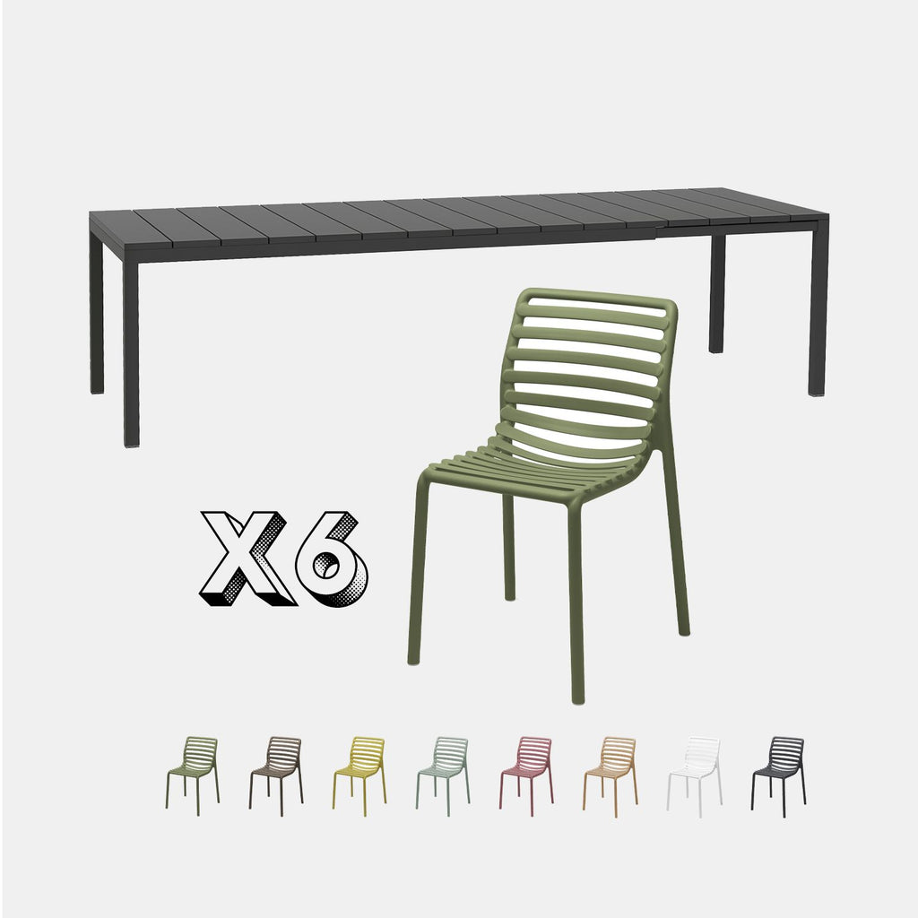 Nardi Dining Set - Rio 210 Extending Table & Doga Armless Chairs