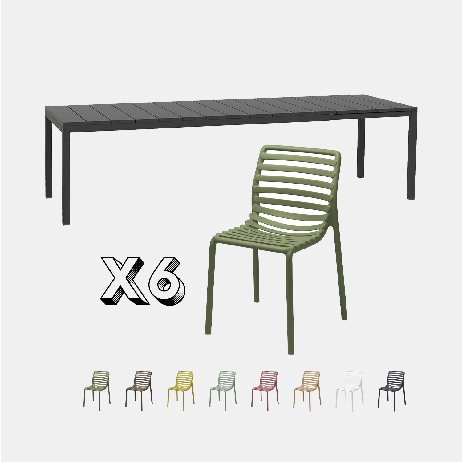 Dining Set - Rio 210 Extending Table & Doga Armless Chairs