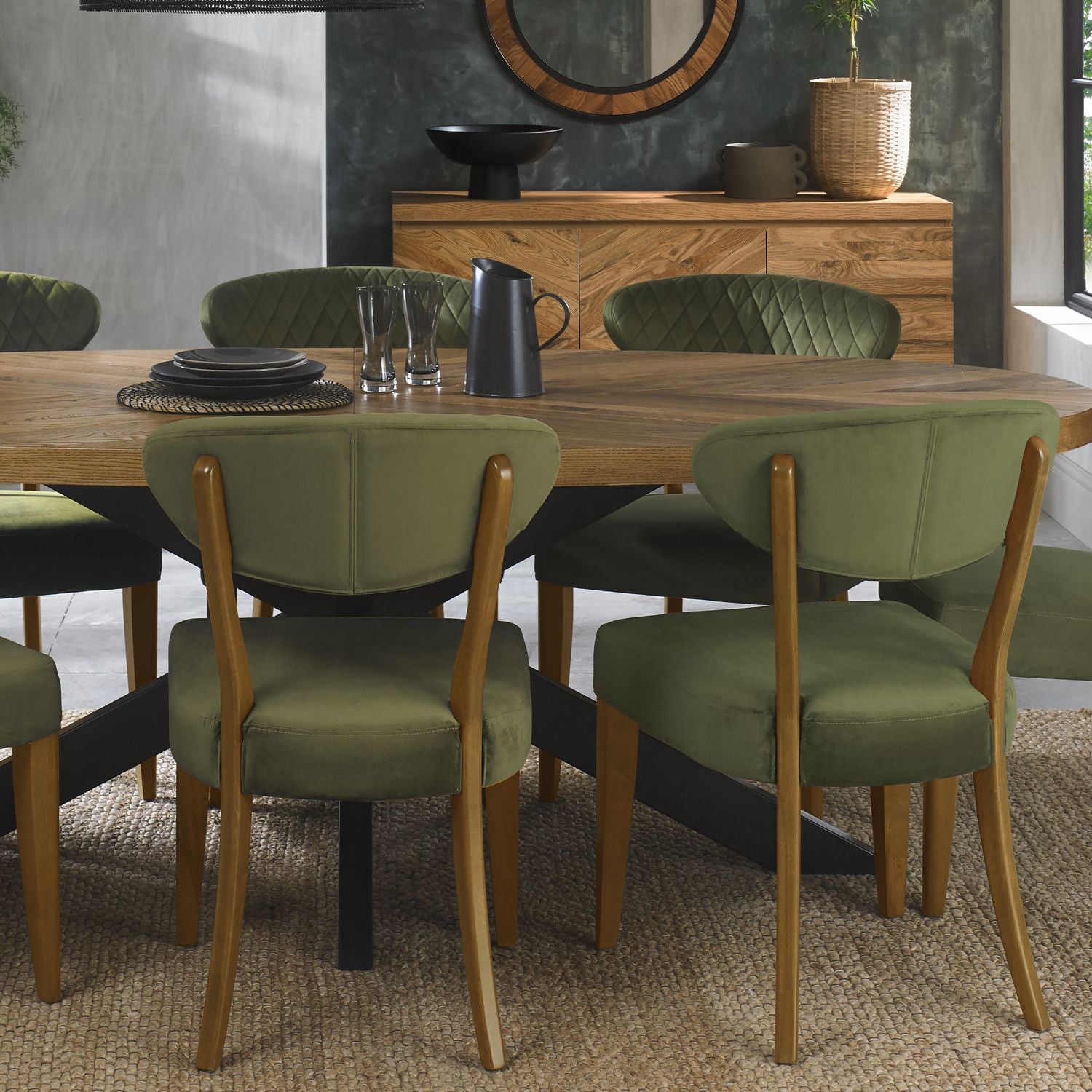 Phoenix Rustic Oak Dining Chair - Cedar Velvet